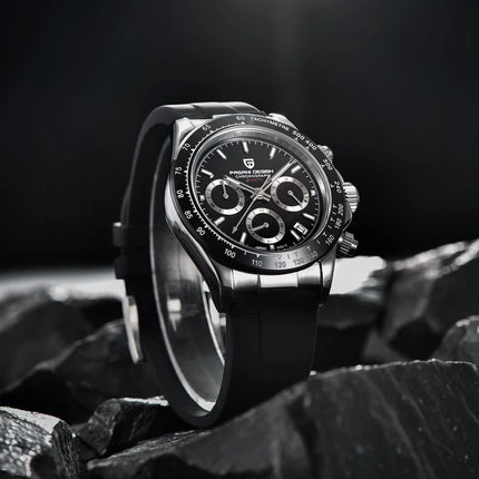 PAGANI DESIGN Nuovo Orologio da Polso al Quarzo da Uomo con Quadrante in Meteorite, Vetro Zaffiro, Cronografo, Impermeabile 100m, in Acciaio Inossidabile