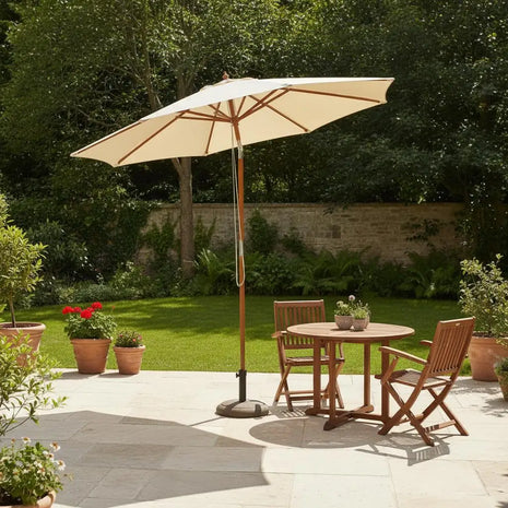 Ombrellone da Patio Grande 2,7m con Sollevamento a Carrucola, Tessuto in Poliestere Impermeabile e Resistente allo Sbiadimento, Parasole da Esterno per Giardino, Spiaggia, Piscina, Cortile