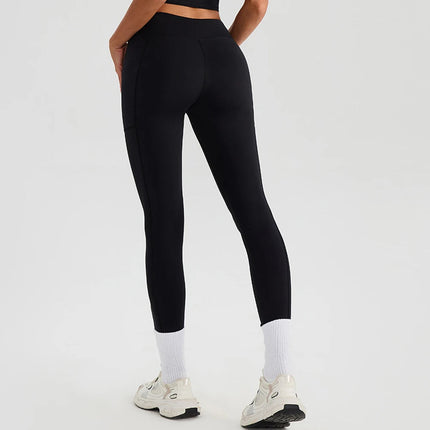 Women Gym Sports Leggings Workout Yoga Pants With Pockets High Waist Tights Fitness Pants Outdoors Running Training Trousers PlatiNum