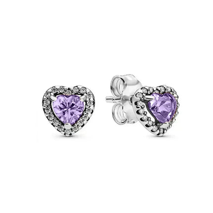 2025 Orecchini originali in pietra a forma di cuore bianco rosa, blu, rosso, verde, orecchino di perla con fiocco di neve, gioielli in argento s925 con fascino femminile platinumshop