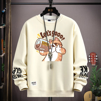 Cartoon Cute Cat Funny Print Graphic T-shirt Women Oversized Loose Design Lovers Casual Long Sleeve T-shirt S-5XL Men Clothing