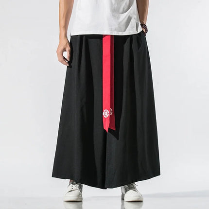 Pantaloni Larghi da Uomo Stile Kimono Giapponese 2026, Joggers Retrò, Pantaloni Larghi in Lino Stile Yukata, Pantaloni Robe Nepal con Cavallo Ampio