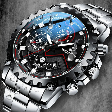 Orologio da uomo Black Warrior autentico alla moda in acciaio inossidabile impermeabile calendario luminoso orologio al quarzo moda maschile orologi regalo platinumshop