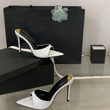 Hlieny 2026 Summer Fashion Stiletto Heels Women's Pointed Slippers Banquet Dress Sandals Party Wedding Mule Presentations Game Manufacturers Shoes