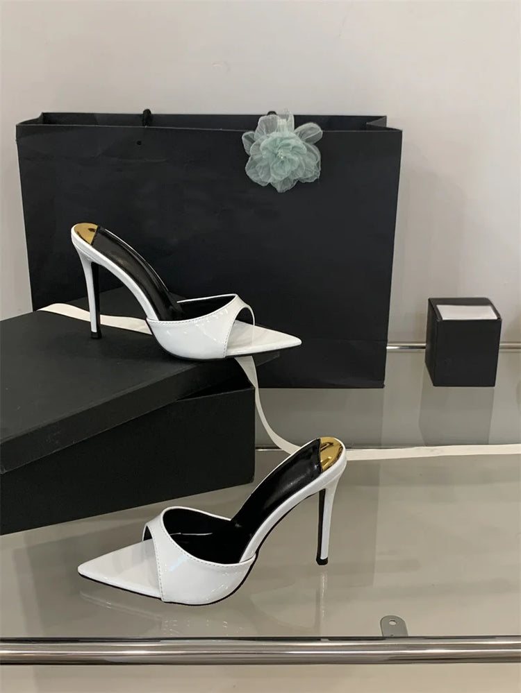 Hlieny 2026 Moda estiva Tacchi a spillo Donna Pantofole a punta Banchetto Abito Sandali Festa Matrimonio Mulo Presentazioni aziende produttrici giochi Scarpe