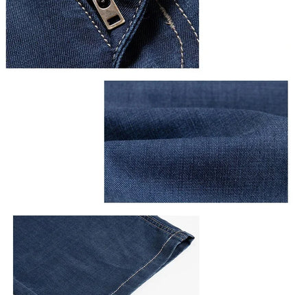 Pantaloncini jeans da uomo estivi sottili in Lyocell Blu Grigio Stile classico Elasticità Pantaloncini di jeans casual da lavoro leggeri e dritti da uomo