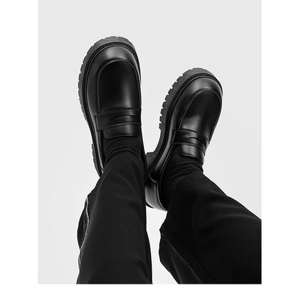 Mocassini STRONGSHEN scarpe da uomo in pelle con suola spessa scarpe da lavoro formali nere in stile britannico scarpe Casual Slip-On di lusso di moda