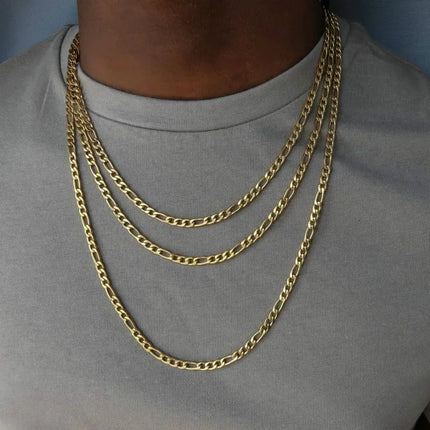 ALIZERO 18K Gold 4MM Figaro Chain Necklace For Women Men Fashion Hip Hop Punk Necklaces Jewelry Wholesale 40-75cm PlatiNum