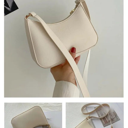 New Women's Fashion Handbags Retro Solid Color PU Leather Shoulder Underarm Bag Casual Women Hobos Handbags sac à main femme PlatiNum