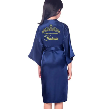 Personalizza Nome Data Ragazza di fiori Kimono Vestaglie Accappatoi da sposa Pigiama Abito per bambini + cintura Camicia da notte Brial Party Kid Robe platinumshop