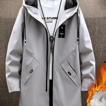 Thickened Fleece Lined Men's Casual Jacket Coat Autumn Winter Outerwear Fashionable Youth Style Zipper Closure Short Length