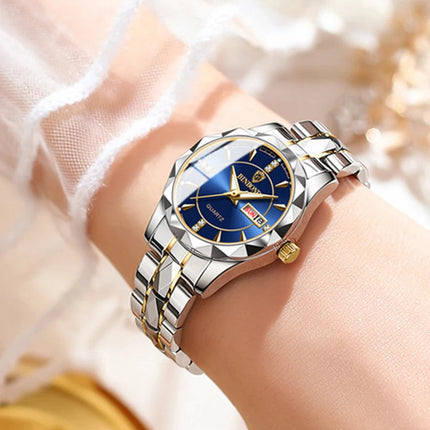 BINBONG Orologi da donna Orologio al quarzo da donna di moda di lusso Orologio da polso in acciaio inossidabile con data luminosa impermeabile Regalo per gli amanti della fidanzata platinumshop