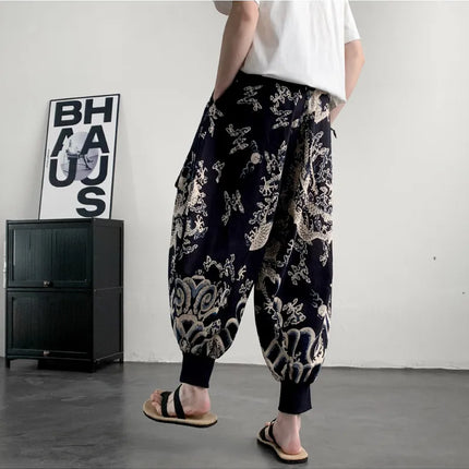 Pantaloni Estivi da Uomo 2026 in Cotone Leggero Sottile Comodi da Spiaggia, Pantaloni Larghi Casual Hip Hop Stampati, Pantaloni Jogger Oversize alla Moda
