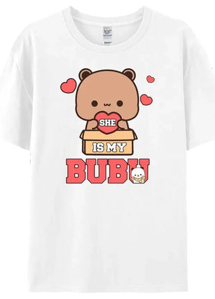 Bubu Dudu Felpa per coppia abbinata Simpatico regalo di anniversario Abbigliamento Uomo Donna Vita quotidiana Maglietta casual in cotone Coppia Orso Tee