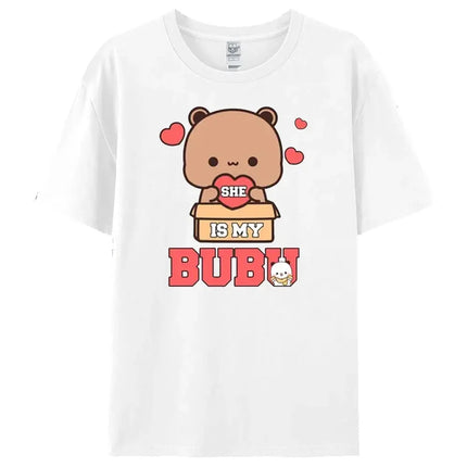 Bubu Dudu Felpa per coppia abbinata Simpatico regalo di anniversario Abbigliamento Uomo Donna Vita quotidiana Maglietta casual in cotone Coppia Orso Tee