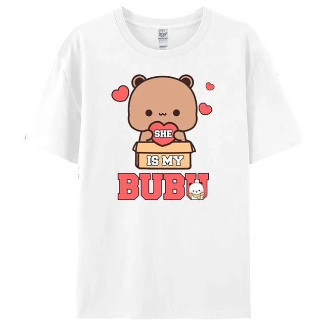 Bubu Dudu Matching Couple Sweatshirt Cute Anniversary Gift Men Women Everyday Life Casual Cotton T-shirt Bear Couple Tee