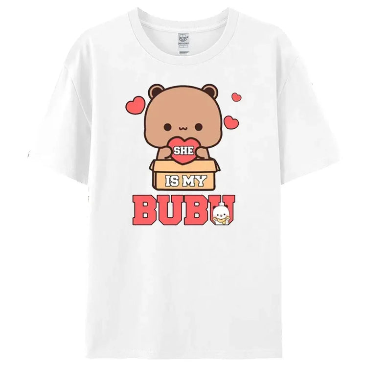 Bubu Dudu Felpa per coppia abbinata Simpatico regalo di anniversario Abbigliamento Uomo Donna Vita quotidiana Maglietta casual in cotone Coppia Orso Tee