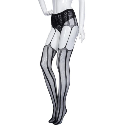 Women Sexy Body Stocking Soft Lace Thigh High Stockings + Garter Belt Over Knee Floral Tights Fit Dropship
