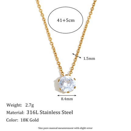 E.B.belle  Stainless Steel PVD Plated 3A Zircon Stone Crown Pendant Necklace Ladies Minimalist Weddng Party Crystal Necklace PlatiNum