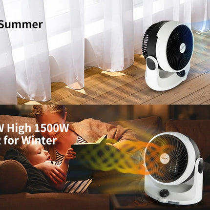 1500W Electric Heater Fan PTC Ceramic Heating Electric Heaters And Air Circulation Fans Fast Heating & Cooling Energy Saving