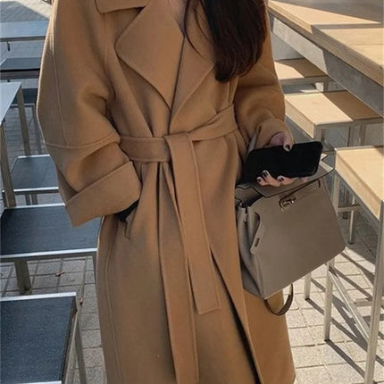 Double-sided Cashmere Big Collar Women's Coat 100% Pure Wool Reversible Woolen Coat High-End Fashion Loose Women's Wear 2026