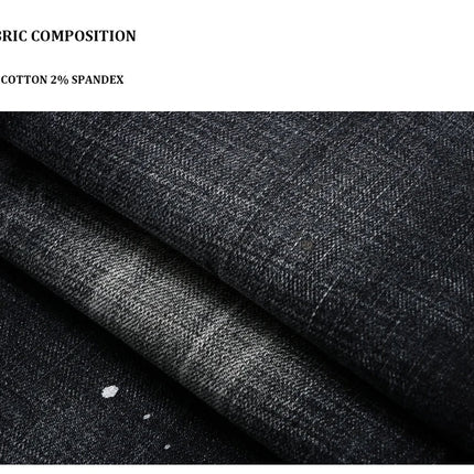 Street Fashion Men Jeans Retro Black Gray Elastic Slim Ripped Jeans Men High Quality Brand Designer Vintage Denim Pants Hombre PlatiNum