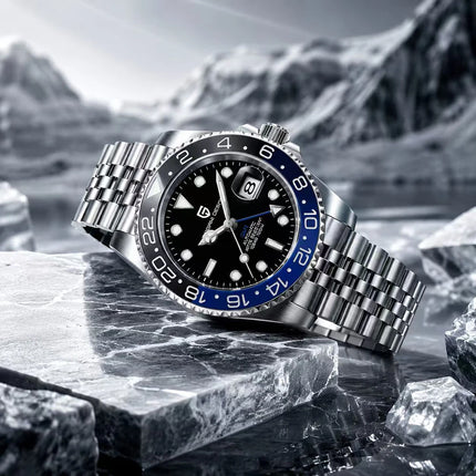 Nuovo Orologio Meccanico Automatico PAGANI DESIGN GMT 2026 per Uomo, Ghiera in Ceramica, Impermeabile 100ATM, Orologio Sportivo Nautico da Immersione, Orologio da Polso Maschile in Acciaio Inossidabile + Reloj Hombre + Scatol