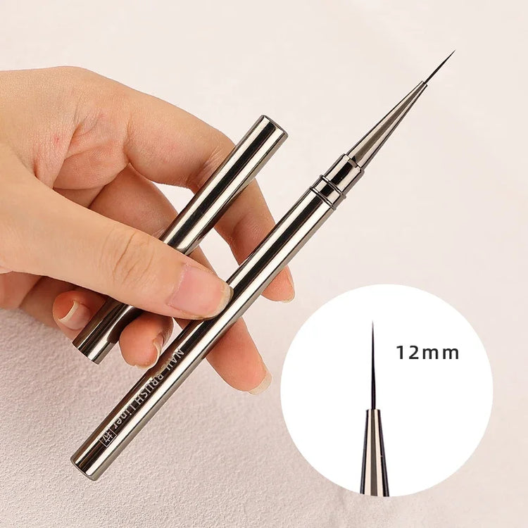 1/12Pcs Simple Nail Enhancement Brush Metal Handle Painting Drawing Flower Pen Edge Hook Uv Gel Nail Brush Nail Art Tools New