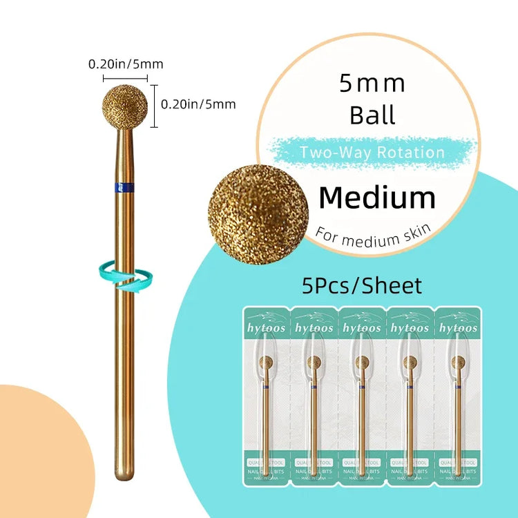 HYTOOS 5Pcs/Set Titanium Nail Drill Bits Diamond Cuticle Clean Nail Bit Professional Safety Cuticle Dead Skin Nail Cleaner Tool