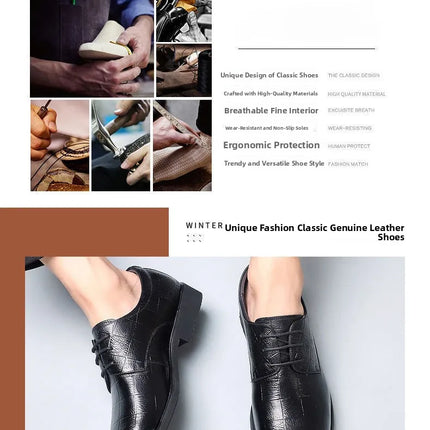 Scarpe Formali da Uomo in Pelle Traspirante con Design Traforato, Casual Estive a Punta Tonda e Tacco Basso, Comode da Indossare
