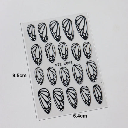 2pcs Stunning Black Butterfly Wings Nail Stickers Elegant Spring Nail Designs 3D Self-Adhesive Foils Nail Art Decorations