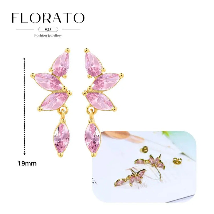 Lussuosa geometria 925 orecchio in argento sterling Ago rosa serie zircone orecchini a cerchio pendenti dolce moda regali di gioielli da sposa platinumshop