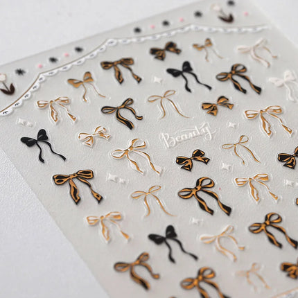 1pcs Bow Nail Sticker Hot Gold Series New Crafts 3D Bow Tie Self Adhesive Nail Art Stickers Japanese Nail Art Decorations Decals