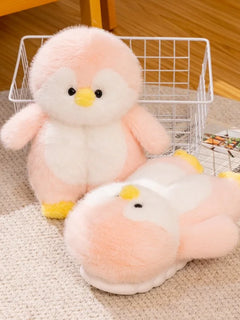 Cute Penguin Plush Slippers，Winter Warm Full-Coverage Home Slippers，Cartoon Animal-Themed, Non-Slip, Thick-Soled Women's Indoor