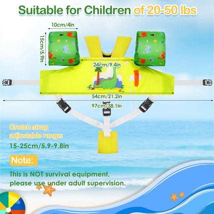 Kids Swim Vest Floaties for Children Arm Band Floaties with Adjustable Strap Swim Jacket Water Wing Pool Floating Learning Swimming