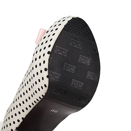 Sexy Super High Heels Women Platform Pumps Polka dot Bow Party Dress Shoes Woman Elegant Wedding Shoes Female 12cm Stilettos PlatiNum