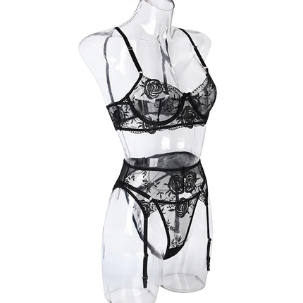 Women Lingeries Set Lace Embroidery Push Up Bra Panties Sets Deep V Gather Top Sexy Underwear Bras Brassiere Lingerie Set Sissy