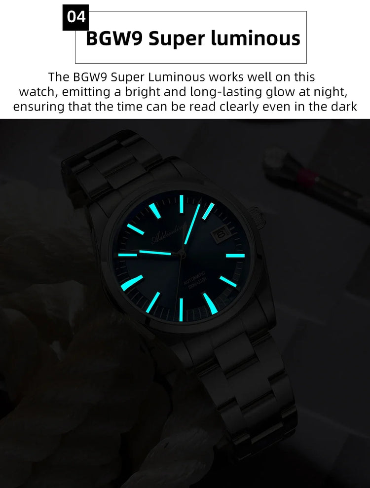 ADDIESDIVE Luxury Classic Automatic Watch Waterproof AR Coated Calendar Display Mechanical Watches Luminous AD2077 Reloj Hombre