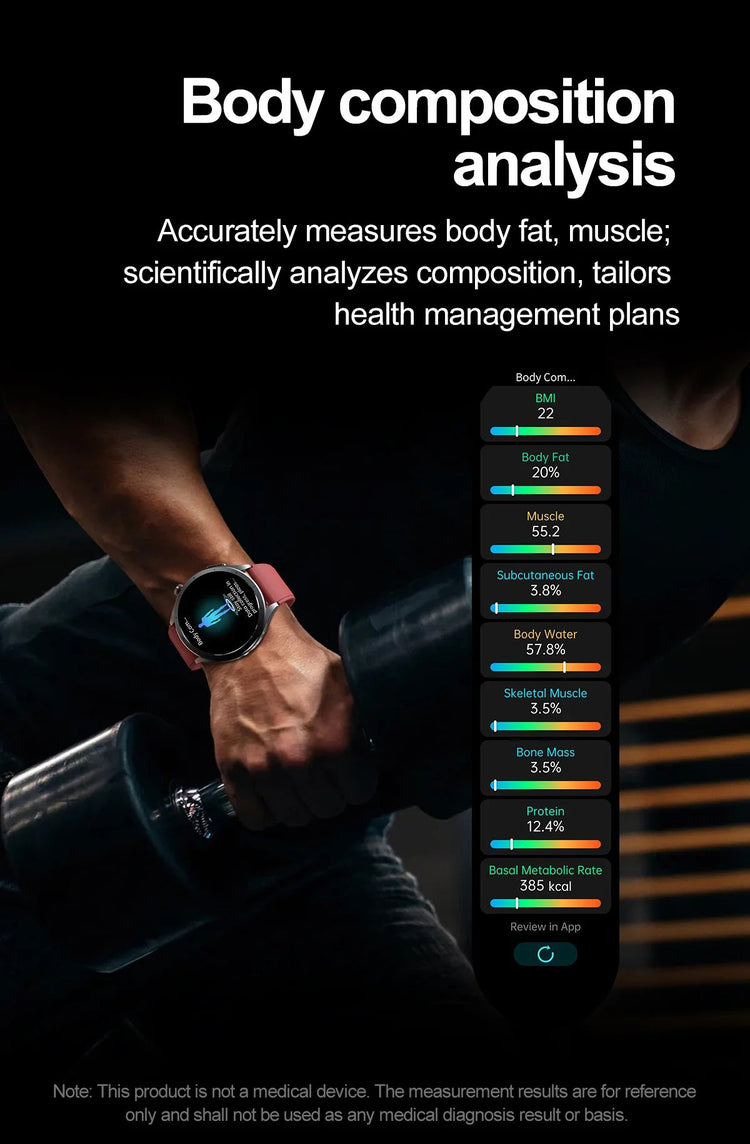 Nuovo Smartwatch 2026 per Analisi del Grasso Corporeo, ECG+PPG, Acido Urico, Pressione Sanguigna, Ossigeno nel Sangue, Orologio con Chiamate per Uomini e Donne platinumshop