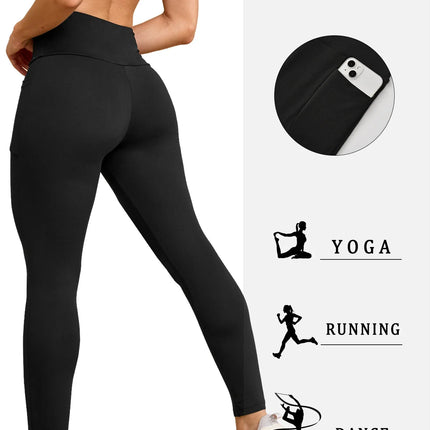 Leggings Termici da Donna con Fodera in Pile, Vita Alta con Tasche, Pantaloni Invernali Caldi e Spessi per Allenamento, Yoga e Corsa