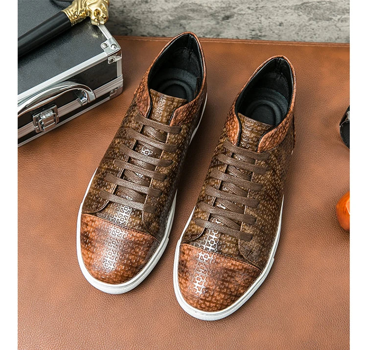 High-Quality Men Skateboard Shoes 2025 Fashion Large Size 46 Men's Leather Casual Shoes High Top Print Designer Luxury Shoes Man