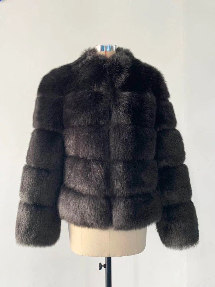 ZADORIN Fashion Thick Warm Winter Coat Woman Luxury Faux Fox Fur Coat Jackets Woman Stand Fur Collar Fake Fur Jacket Outerwears