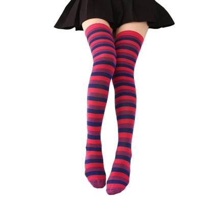 Calze sopra il ginocchio da donna, calze a righe colorate alla moda Cosplay calze alte alla coscia calze lunghe per stivali regali