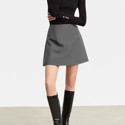Gonne casual semplici da donna, stile coreano, a vita alta, per l'ufficio, da pendolare, a trapezio, tinta unita, abbinabili a tutto, gonne femminili