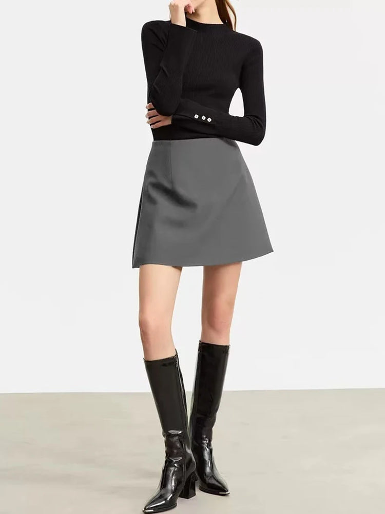 Gonne casual semplici da donna, stile coreano, a vita alta, per l'ufficio, da pendolare, a trapezio, tinta unita, abbinabili a tutto, gonne femminili