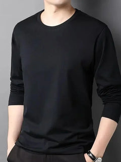 Thickened Fleece round Neck Long Sleeve Men's Base Shirt Warm Slim Fit Winter Inner Wear Casual Style T-Shirt Top