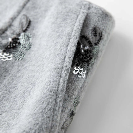 FSLE 【Premium Series】Vintage Sequin Embroidery Short Skirt with Slightly Fitted Back Winter 2025 New Arrival Grey Skirts PlatiNum