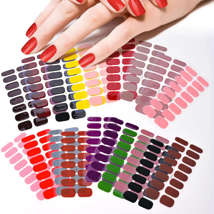 Semi Cured Wraps Fast Gel Nail Sticker Soild Nail Gel Wraps Adhesive Full Cover Gel Nail Decal UV Lamp Cured Manicure Decoration2028