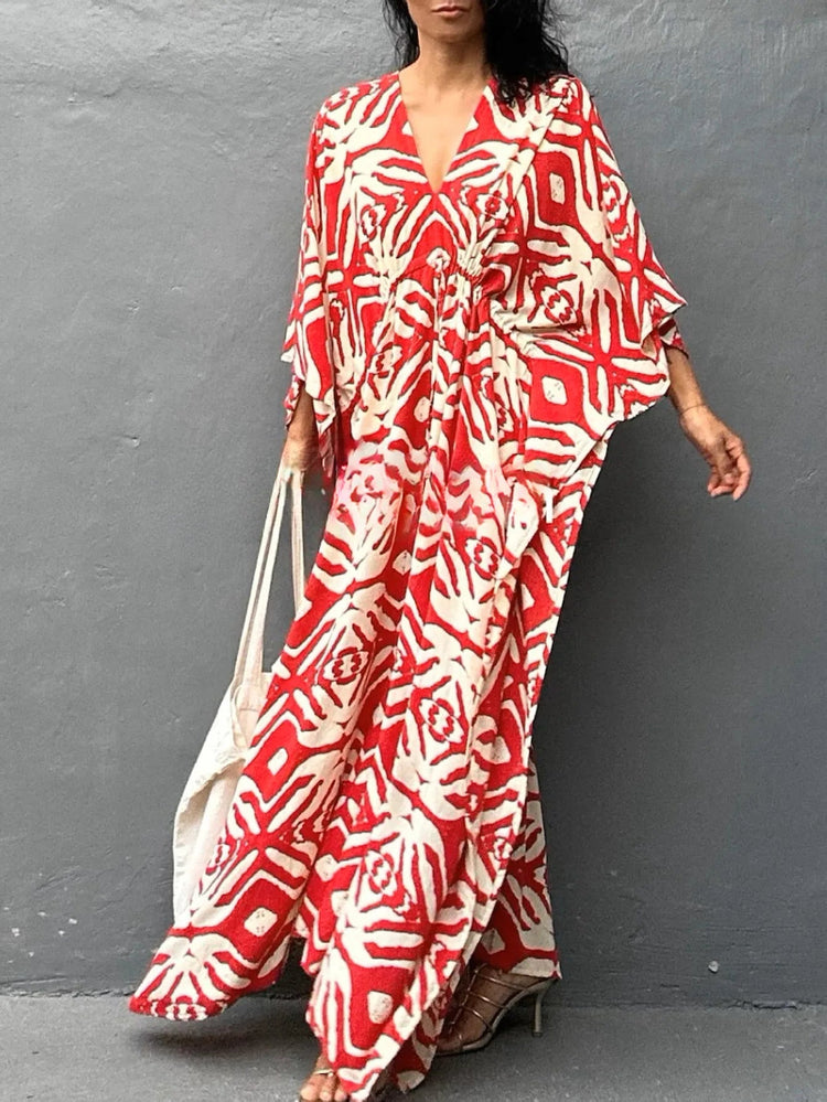 Abiti caftano da donna con scollo a V, costume da bagno estivo, copricostume caftano, abiti da spiaggia maxi taglie forti platinumshop