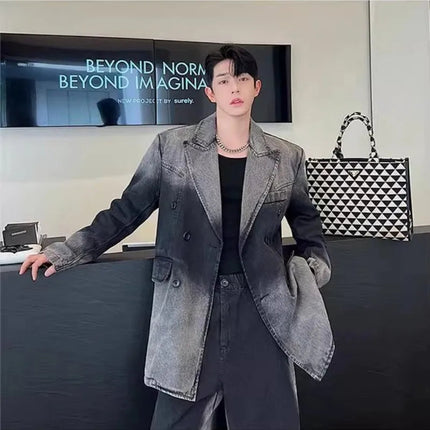 Mens Vintage Loose Fit Hip Hop Denim Jacket Straight Jeans Two Piece Set Spring Autumn Casual High Street Designer Mens Sets PlatiNum